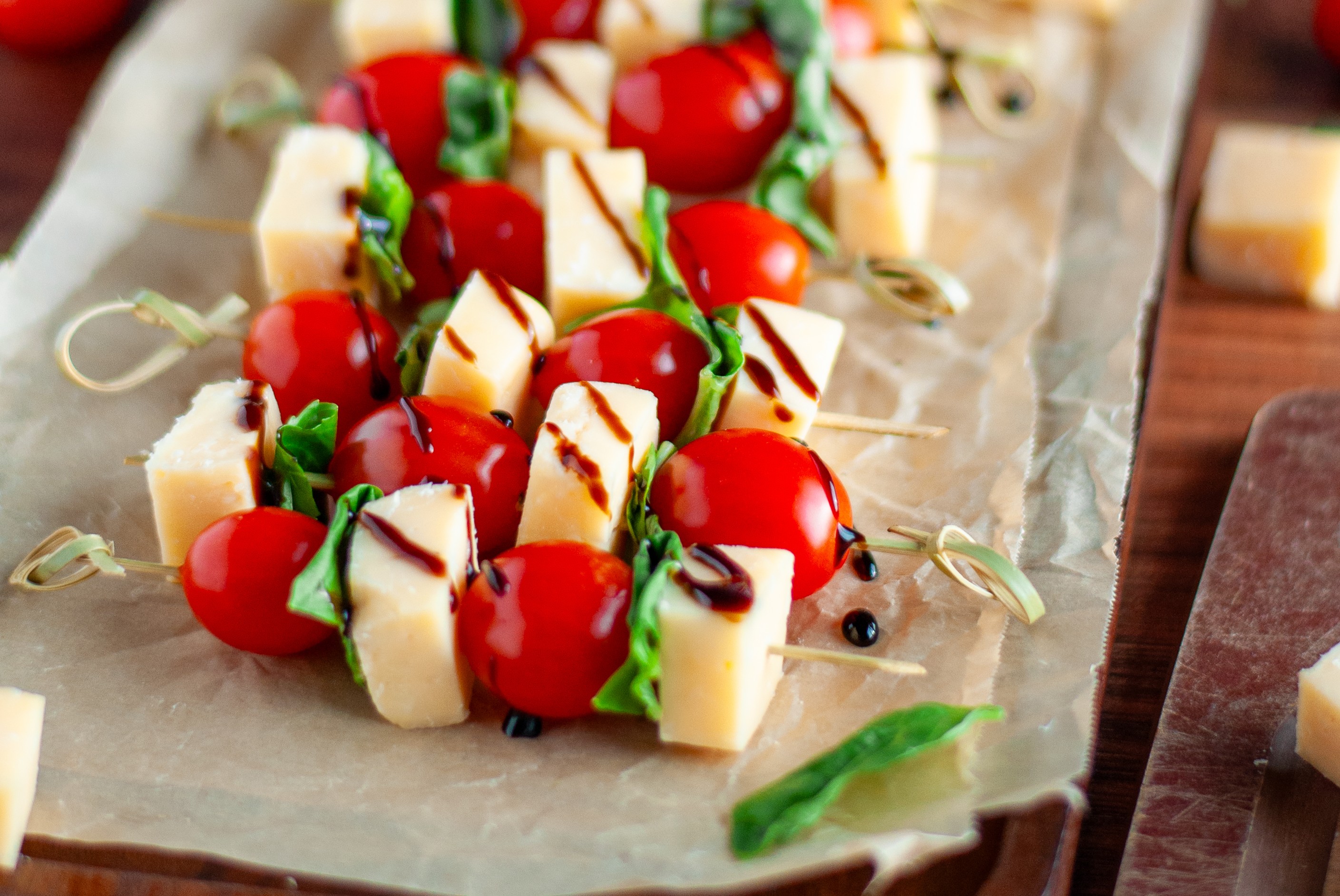 Gouda Gruyere Caprese Skewers